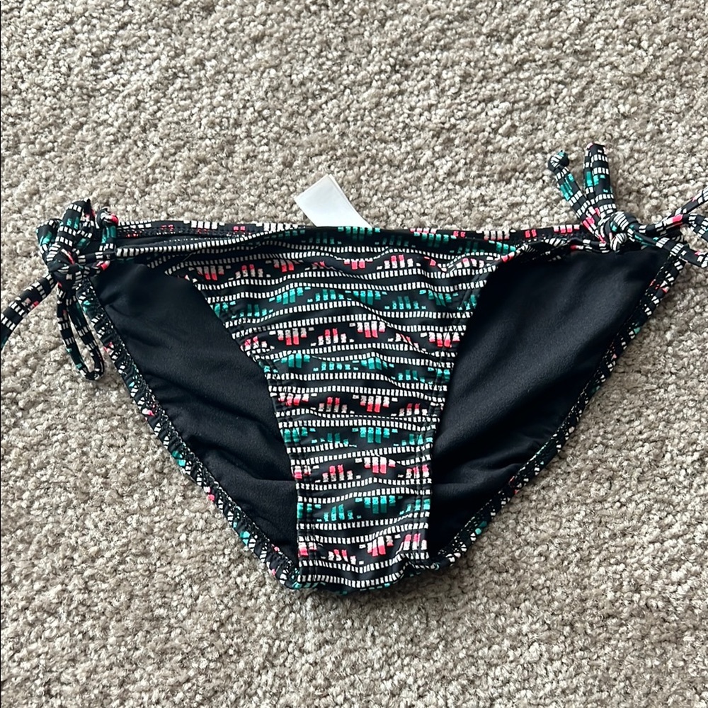 Old Navy Black and Red Patterned Bikini Bottom